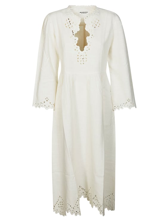 Isabel Marant Tianny Eyelet Embroidered Scalloped Day Dress