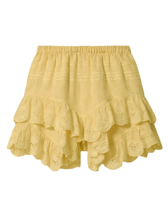 Isabel Marant Ruffled Eyelet Lace Shorts with Elastic Waistband
