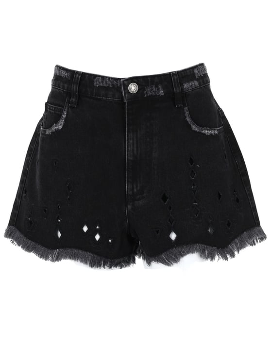 Isabel Marant Aecia Black Denim Distressed Shorts