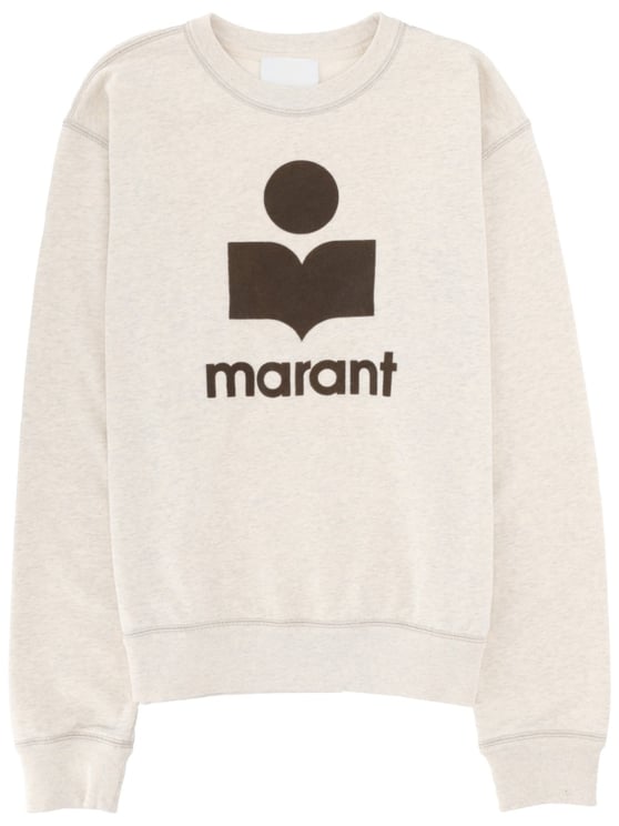 Isabel Marant Beige Mikoy Graphic Logo Cotton Sweatshirt