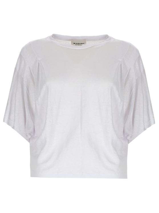 Isabel Marant Kyanza Cropped Pleated Linen T-Shirt