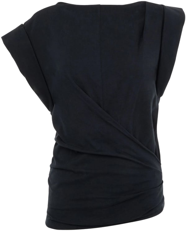 Isabel Marant Black Maisan Draped Cotton Top