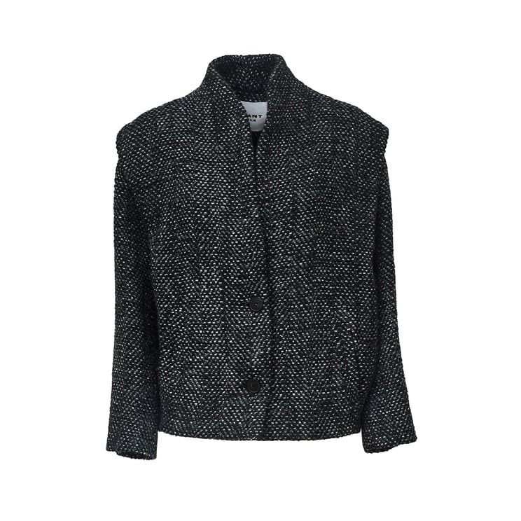 Isabel Marant Drogo Herringbone Collarless Wool-Blend Jacket