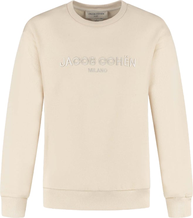 Jacob Cohen Felpa Girocollo Ricamo Logo Spessorato Beige