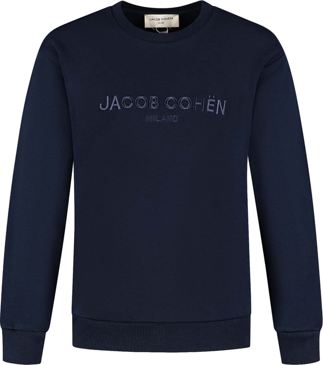 Jacob Cohen Felpa Girocollo Ricamo Logo Spessorato Blu Scuro