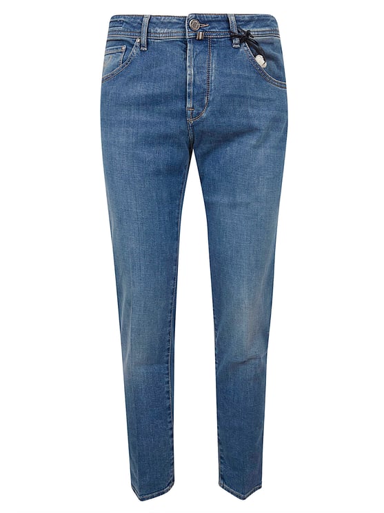 Jacob Cohen Cropped Slim Fit Stretch Denim Jeans with Logo Tag