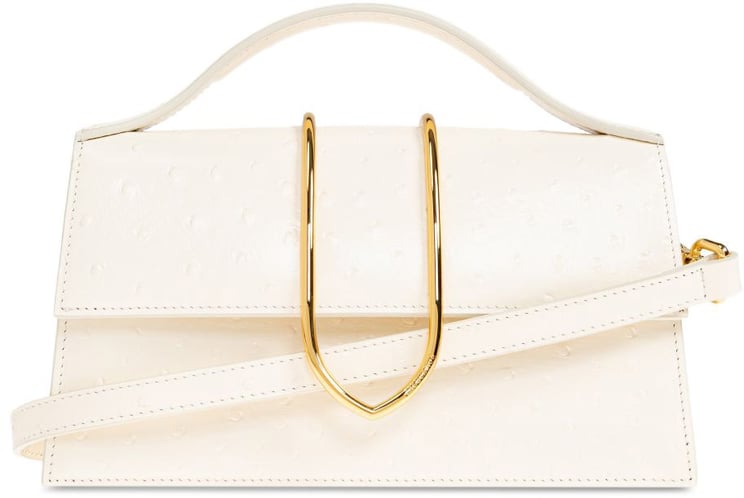 Jacquemus Structured Rectangular Handbag With Off-White Ostrich Effect