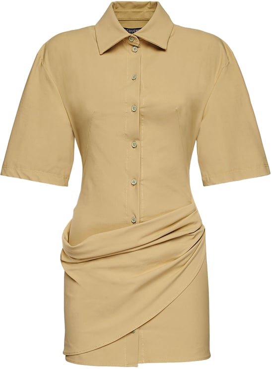Jacquemus Light khaki dress with short sleeves