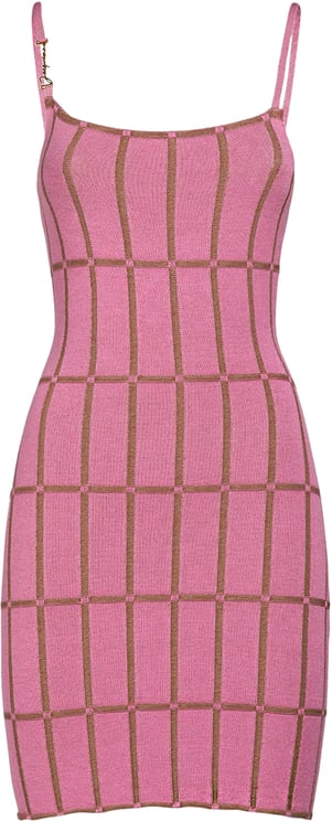 Jacquemus Pink fitted dress with vertical pattern