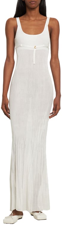 Jacquemus Long white dress with elegant neckline