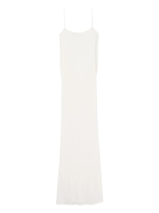 Jacquemus White Sheer Polka Dot Viscose Maxi Dress