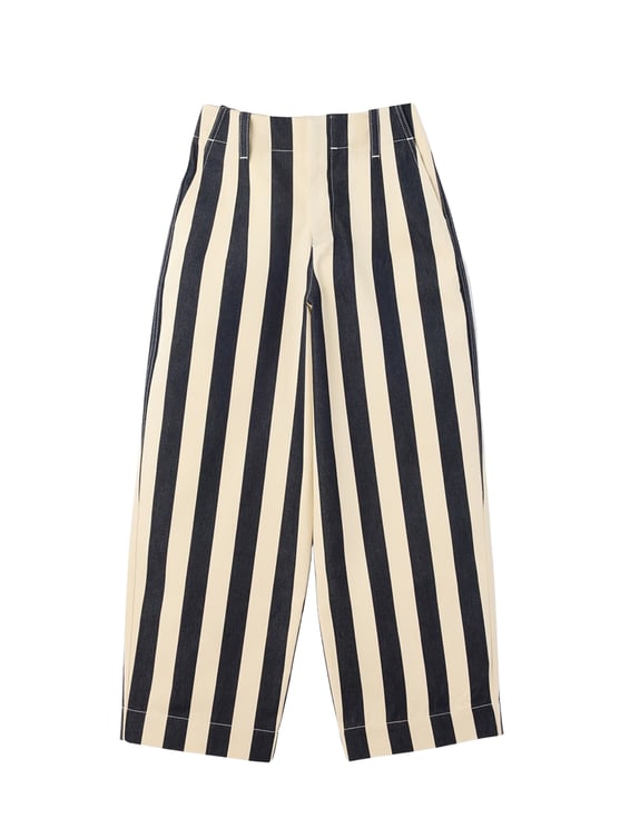 Jacquemus White Striped Mid-Rise Straight-Leg Jeans