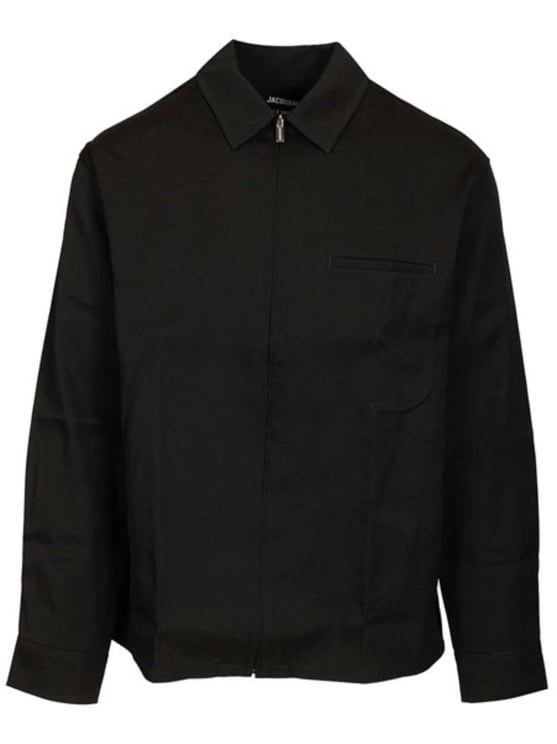 Jacquemus Black Workwear Design Virgin Wool Shirt