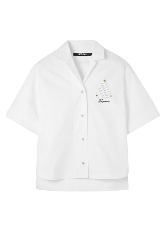 Jacquemus White Oversized Camp Collar Cotton Shirt