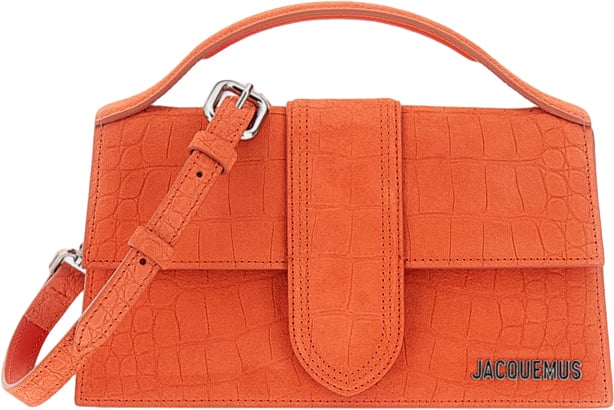 Jacquemus Orange Le Grand Bambino Croc-Effect Suede Bag