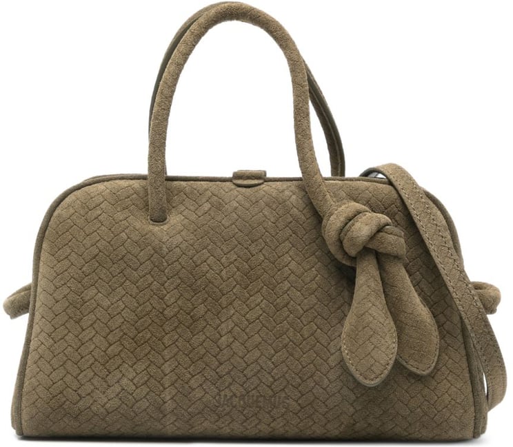 Jacquemus Khaki Green Woven Top Handle Bag