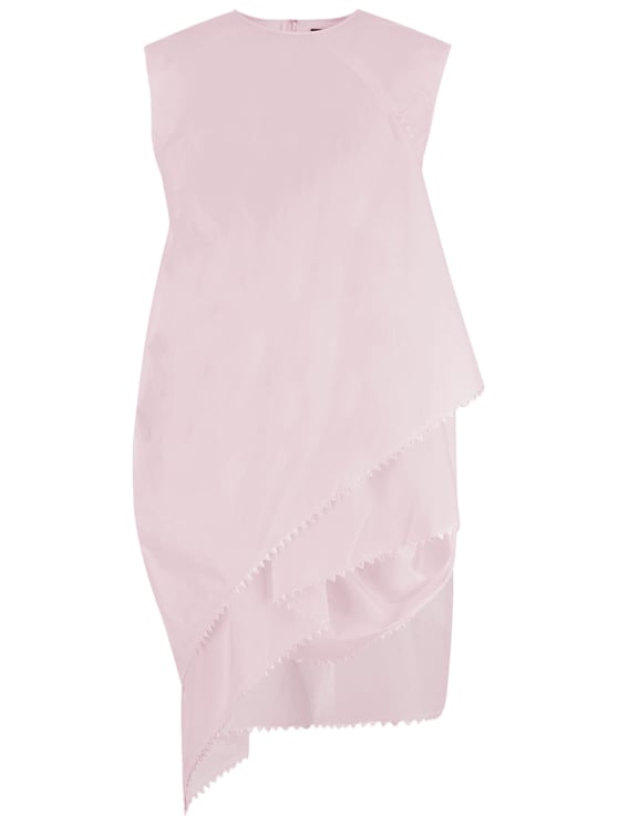 Jacquemus Asymmetrical Layered Cotton Dress with Mandarin Collar