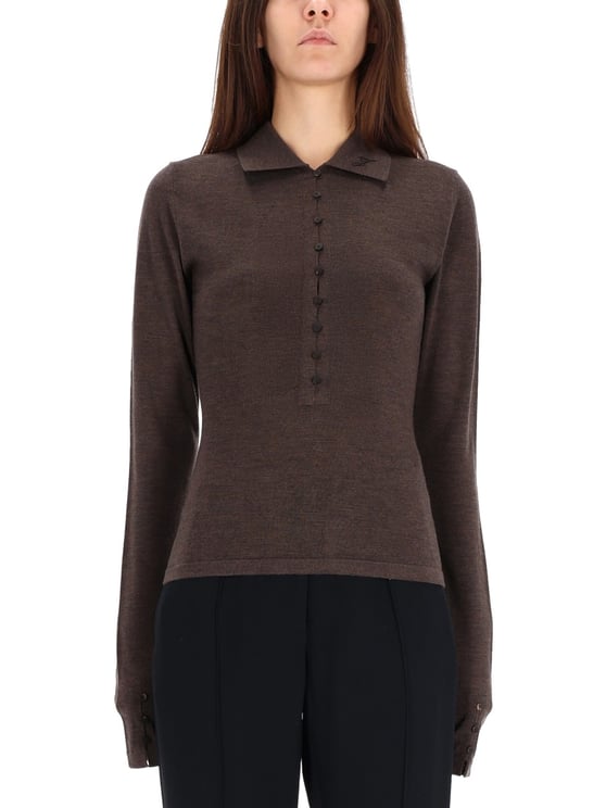 Jacquemus Brown Refined Knitted Polo Shirt