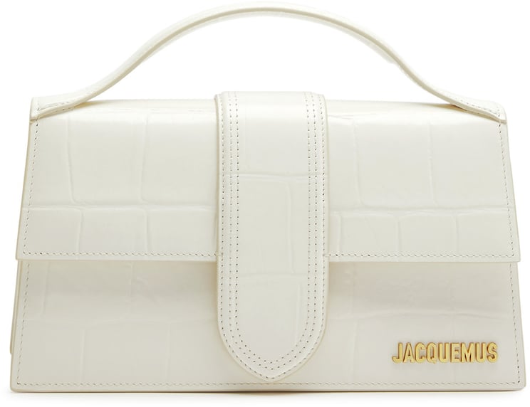 Jacquemus Jacquemus Le Bambino Top Handle Flap Bag Crocodile Embossed Leather Grand