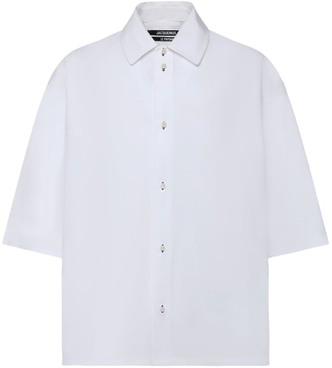 Jacquemus Boxy Cropped White Shirt with Pointed Collar