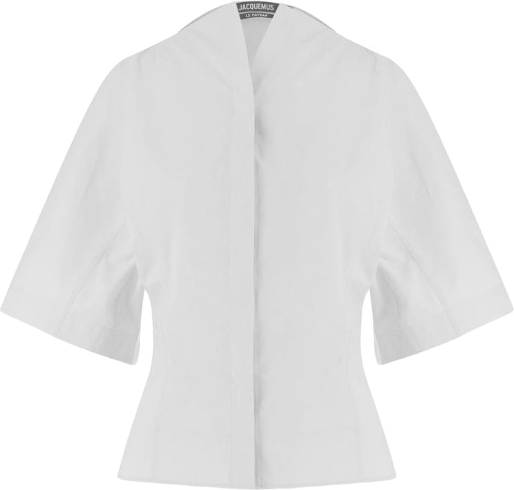Jacquemus Cotton Poplin Shirt with Boat Neckline and Wide Sleeves