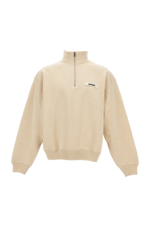 Jacquemus High Neck GROS GRAIN Sweatshirt with Metal Zip and Logo