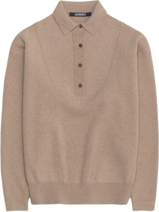 Jacquemus Polo Neck Sweater in Beige Wool-Cashmere Blend