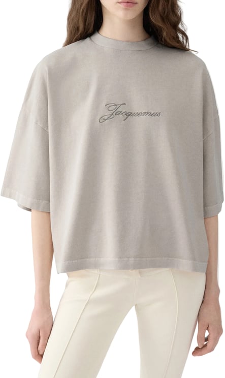 Jacquemus LE TSHIRT PIGMENTO BEIGE CROPPED WOMEN