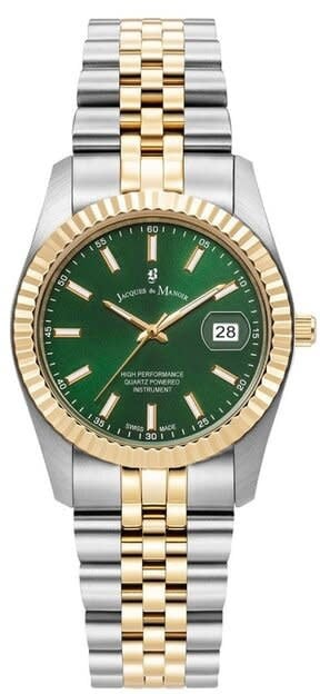 Jacques du Manoir Jacques du Manoir Horloge JWN02301 Inspiration Staal Bi-color met Groene Wijzerplaat 34mm