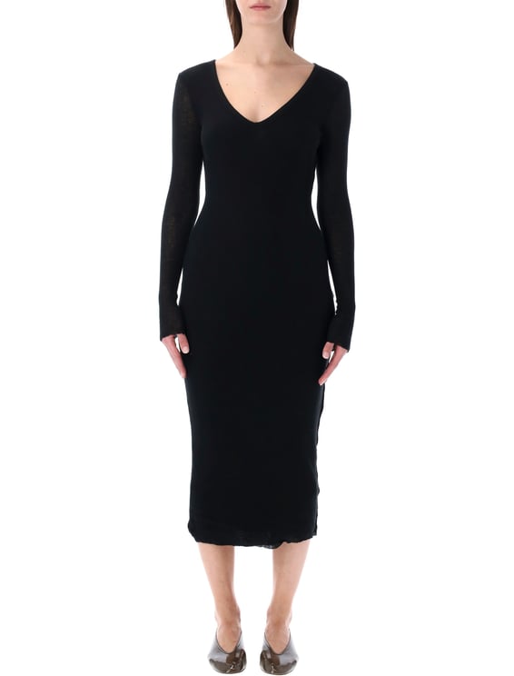 James Perse Deep V Cotton Cashmere Midi Dress