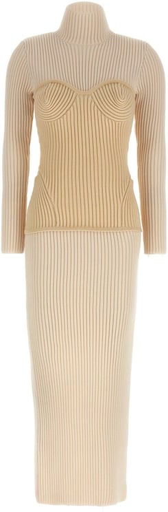Jean Paul Gaultier Jean Paul Gaultier Beige Merino Wool Long Dress
