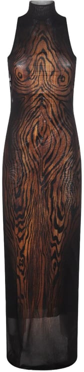 Jean Paul Gaultier Wood Grain Print Maxi Dress