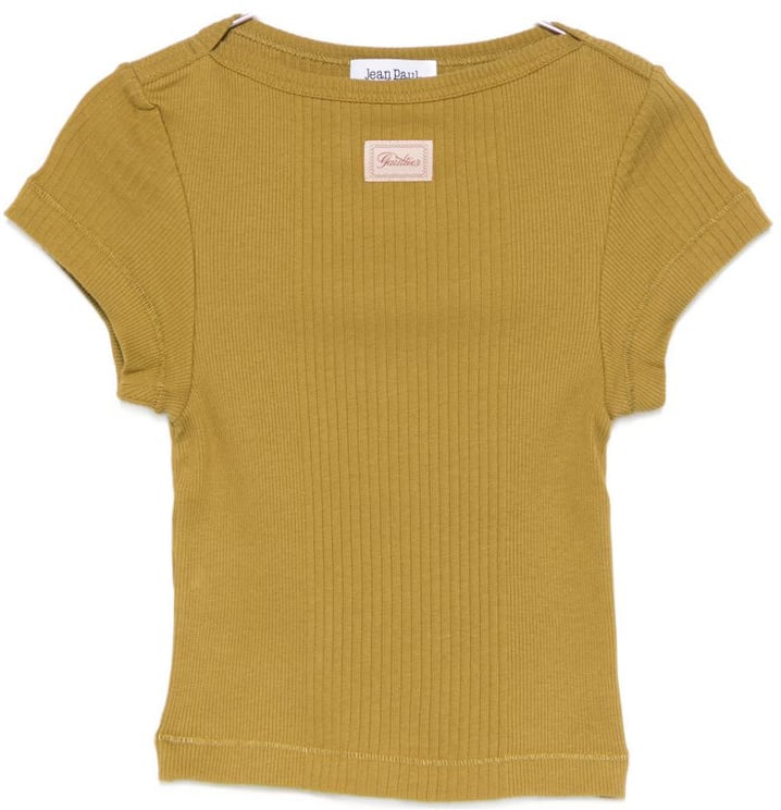 Jean Paul Gaultier Ribbed Short-Sleeved Crop Top with Boat Neckline