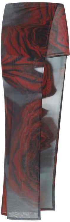 Jean Paul Gaultier Jean Paul Gaultier Blurry Roses Asymmetric Midi Skirt