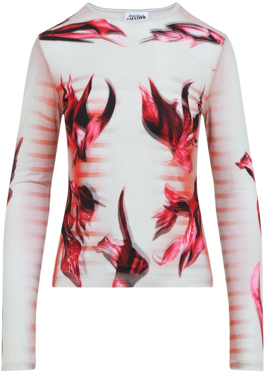 Jean Paul Gaultier Jean Paul Gaultier Layered Long Sleeves Top Printed "Flower Body Morphing Mariniere"