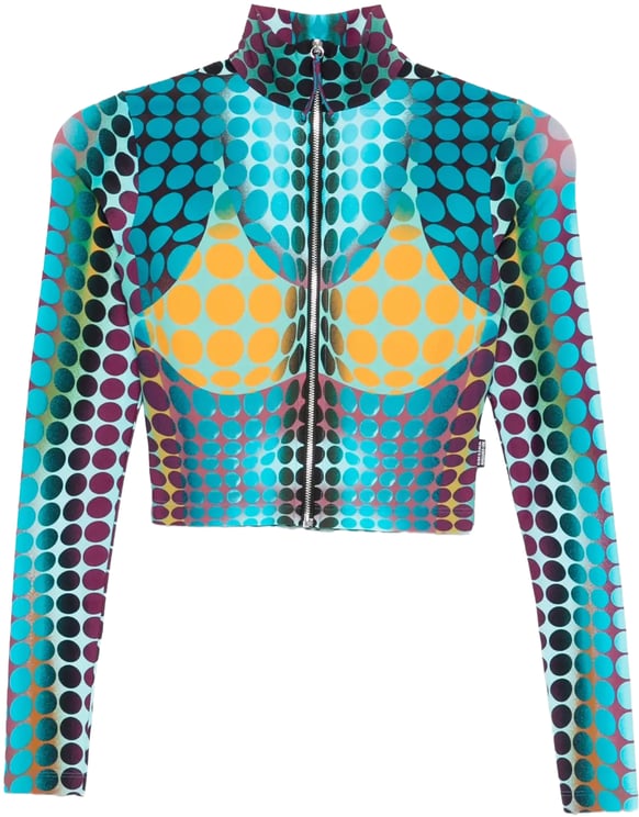 Jean Paul Gaultier Re-edition Top High Neck With Long Sleeves Blue/purple/yellow