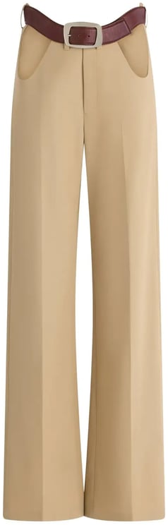 Jean Paul Gaultier Chino Trousers With Open Front Curves And Belt Light Beige