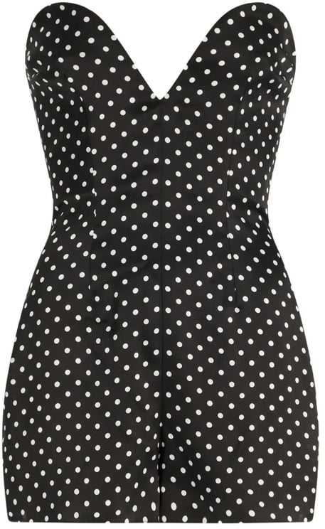 Jean Paul Gaultier Satin Polka Dots Bustier Jumpsuit Black/white