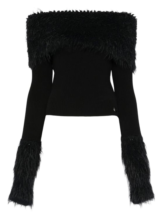 Jean Paul Gaultier Off-Shoulder Ribbed Knit Sweater