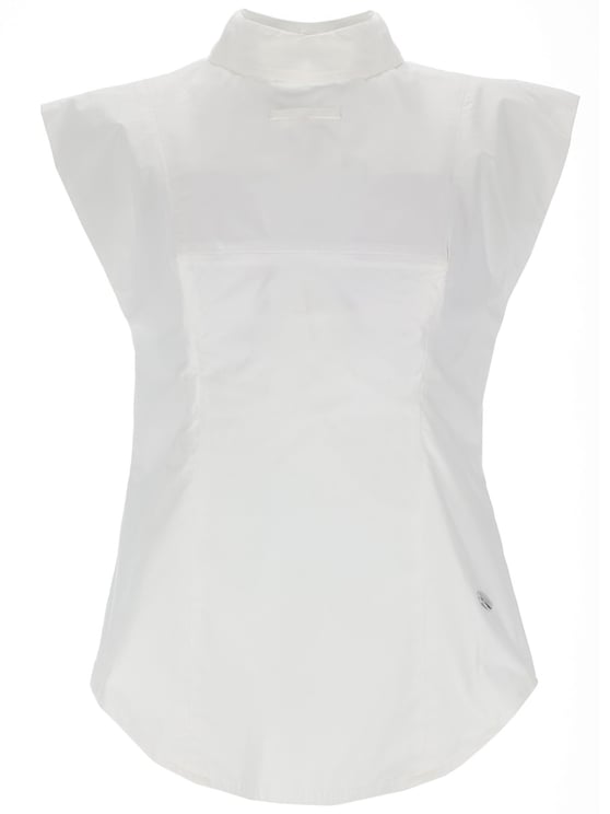 Jean Paul Gaultier Neutrals Fitted Inverted Shoulder Cotton-Blend Shirt