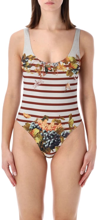 Jean Paul Gaultier Jean Paul Gaultier Marinière Grape one-piece swimsuit