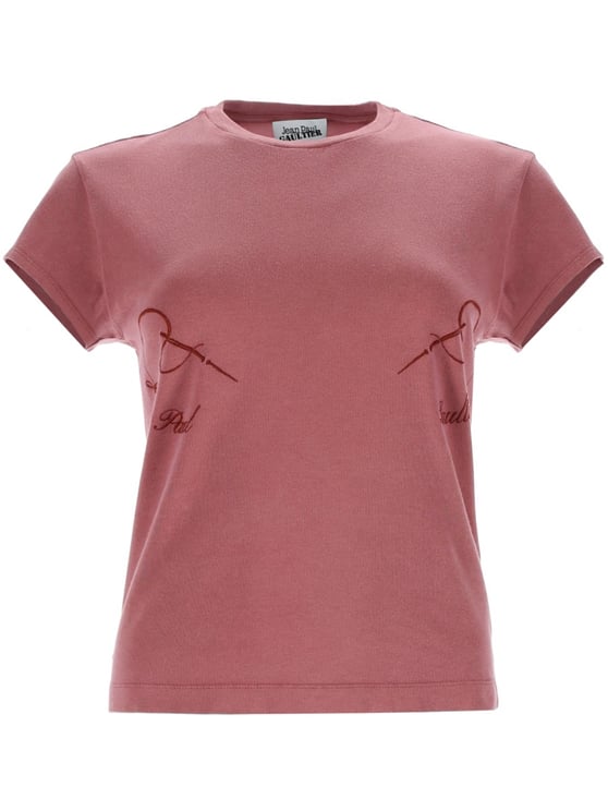 Jean Paul Gaultier Dusty Rose Needle Thread Embroidered T-Shirt
