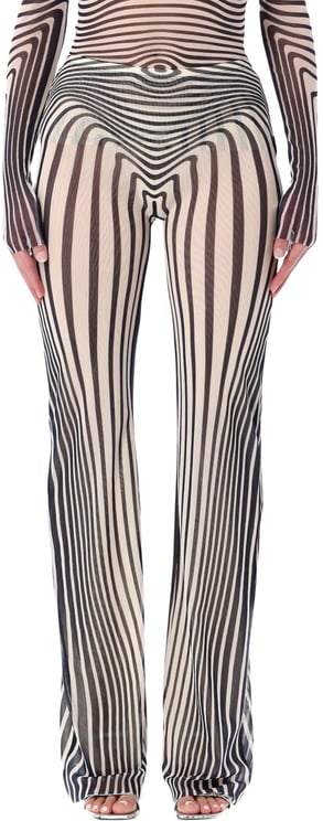 Jean Paul Gaultier Mesh Pant Morphing Stripes Ecru Navy