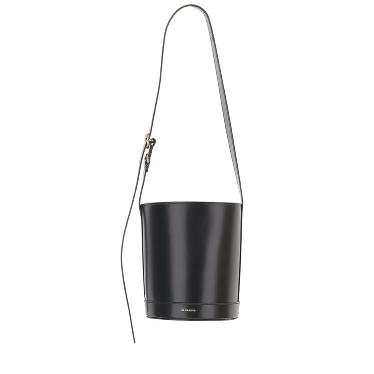 Jil Sander Sleek Black Calf Leather Bucket Bag