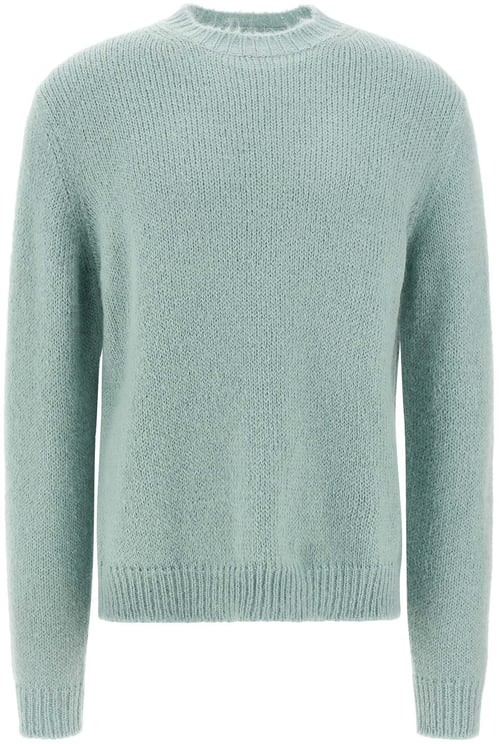 Jil Sander Jil Sander Blue Alpaca Leather Cardigan
