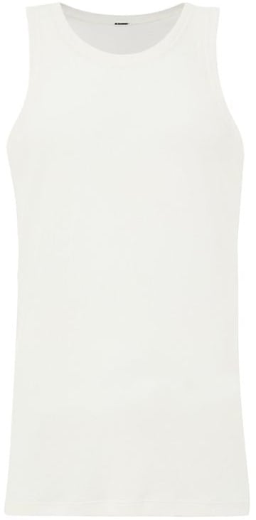 Jil Sander White Tank Top in Cotton Gauze Jil Sander