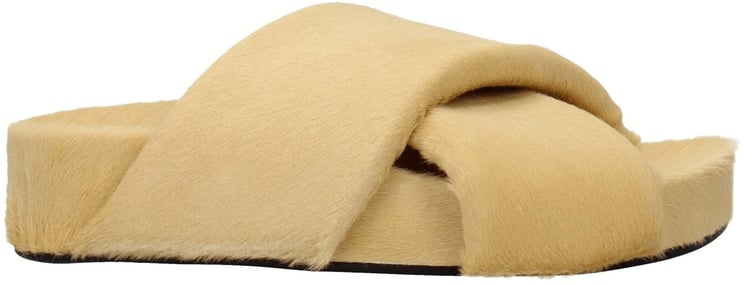 Jil Sander Jil Sander Beige Horsehair Slippers