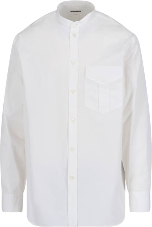 Jil Sander Mandarin Collar Shirt – White
