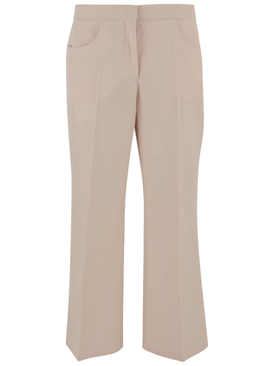 Jil Sander Tailored Beige Wool Trousers with Pressed Creases