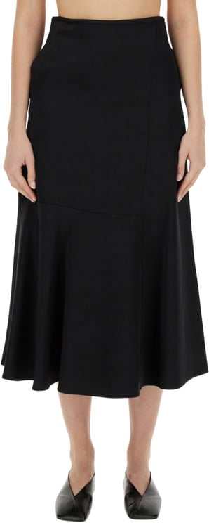 Jil Sander Flared Black Midi Skirt
